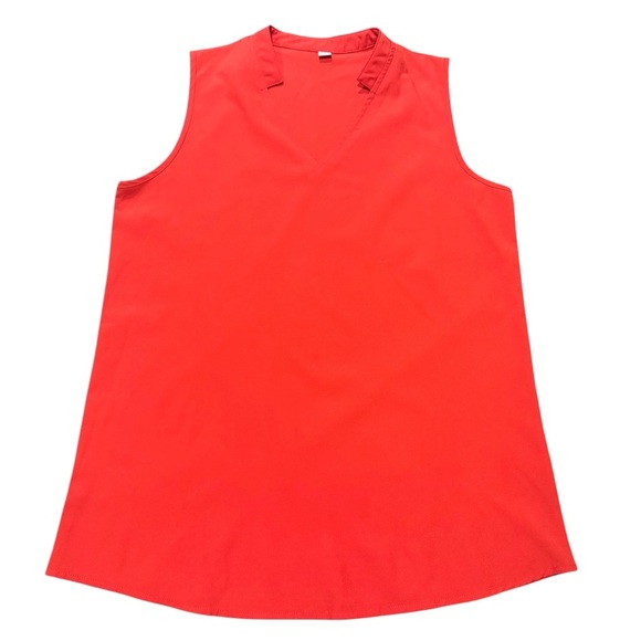 Unbranded Mock Collar Sleeveless Chiffon Blouse Women’s Size Large Orange - Picture 8 of 8